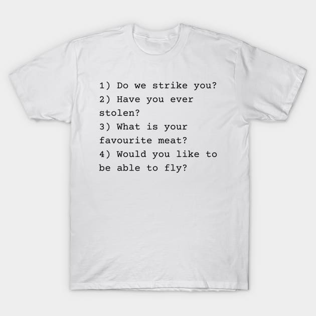 Questions for Rosalind Bob Mortimer Taskmaster T-Shirt by mywanderings